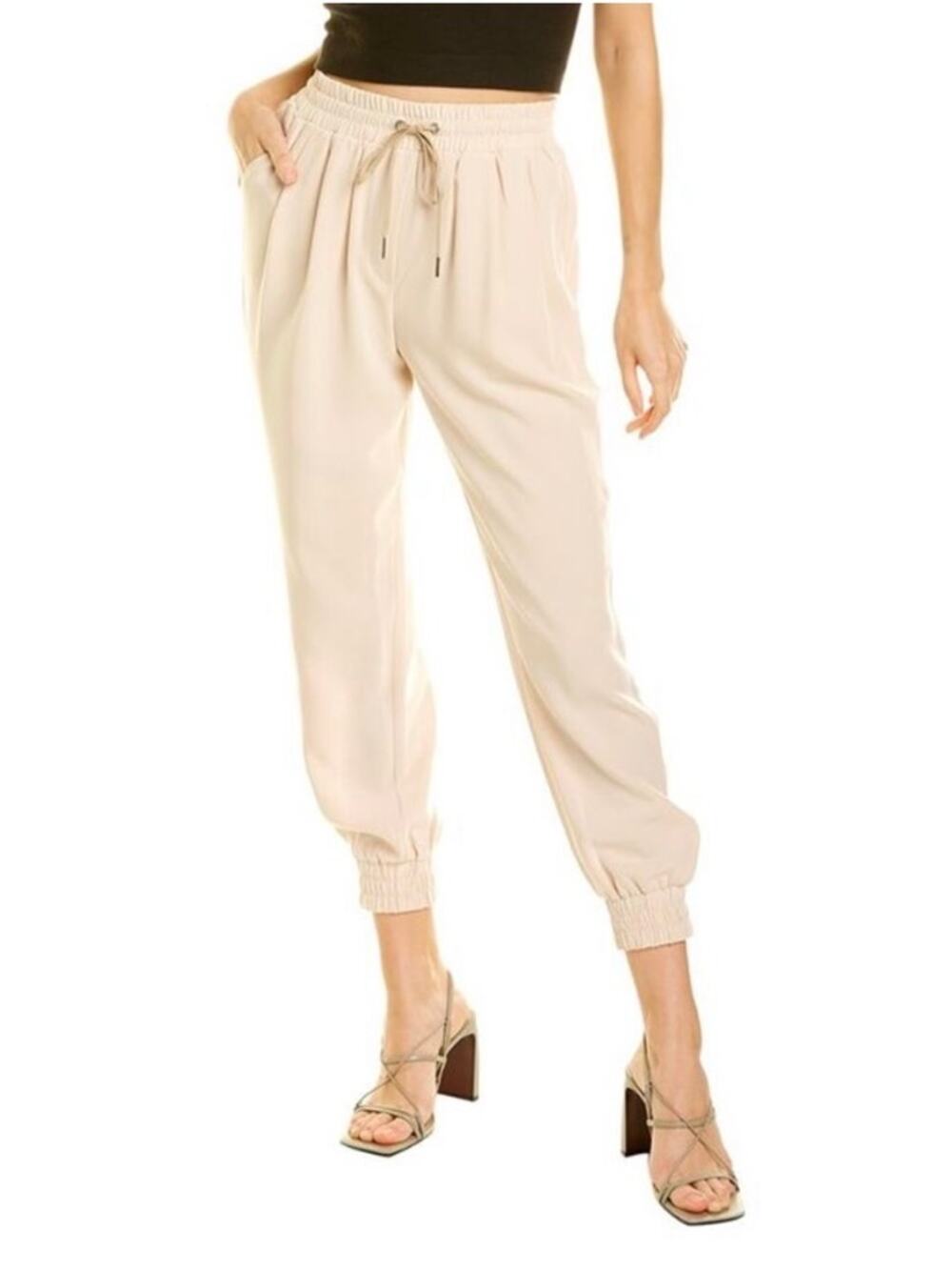 Cinq a Sept Dorian Pant Small Cream Crepe Pull On Jogger Neutral NEW NWT